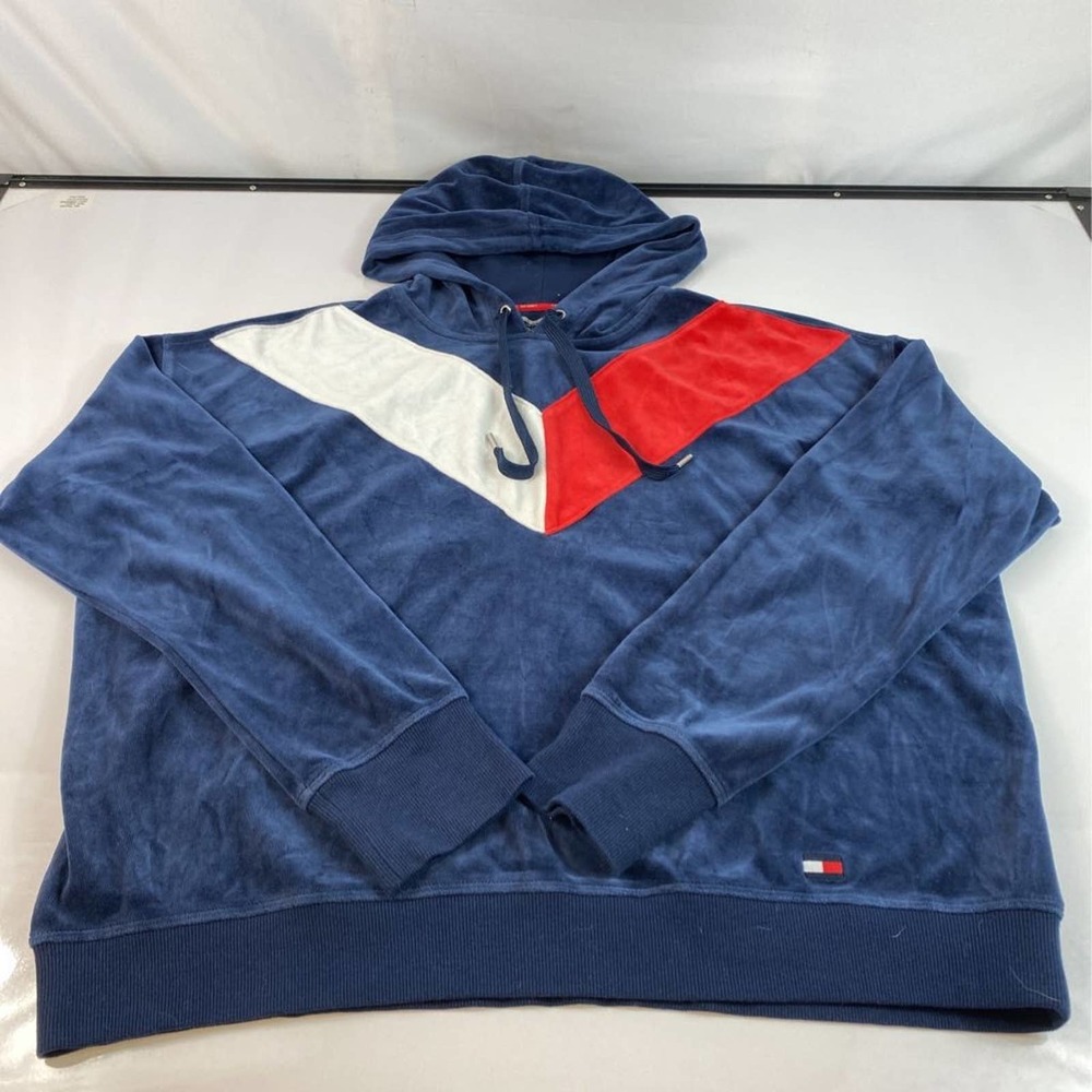 Tommy Hilfiger Sport Mens Hoodie Sweatshirt Multicolor Colorblock Drawstring XXL